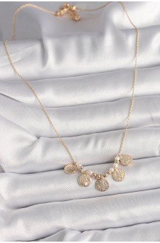Pirinç Gold Renk 5'Li Osmanlı Tuğra Figür İnci Detay Kadın Kolye