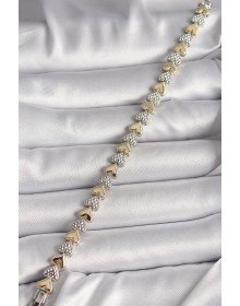 Pirinç Mix Renk Zirkon Taşlı Kalp Model VIP Seri Kadın Bileklik