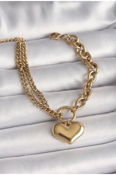 316L Çelik Gold Renk 2'Li Zincir Model Kalp Figür Kadın Bileklik 316L Çelik Gold Renk 2'Li Zincir Model Kalp Figür Kadın Bileklik