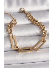 316L Çelik Gold Renk 2'Li Zincir Model Kadın Bileklik