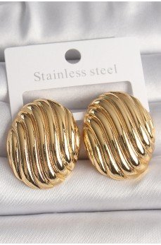 Pirinç Gold Renk İşlemeli Oval Model Kadın Küpe Pirinç Gold Renk İşlemeli Oval Model Kadın Küpe