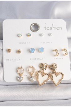 Pirinç Gold Renk Zirkon Taşlı Sallantı Beyaz Sedefli Kalp Model 7 Çift Kadın Küpe Seti Pirinç Gold Renk Zirkon Taşlı Sallantı Beyaz Sedefli Kalp Model 7 Çift Kadın Küpe Seti