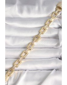 Pirinç Gold Renk Zirkon Taş Detaylı Kare Zincir Model Xuping VIP Exculusive Seri Kadın Bileklik