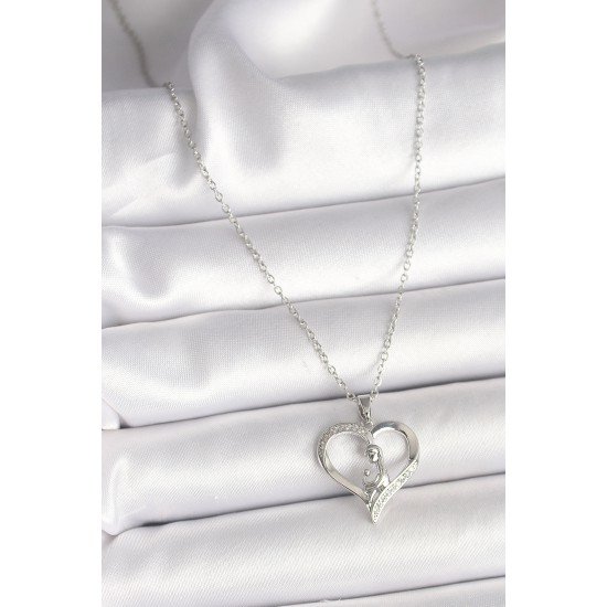 316L Çelik Gümüş Renk Zincir Zirkon Taş Detaylı Kalp Model Kadın Kolye 316L Çelik Gümüş Renk Zincir Zirkon Taş Detaylı Kalp Model Kadın Kolye