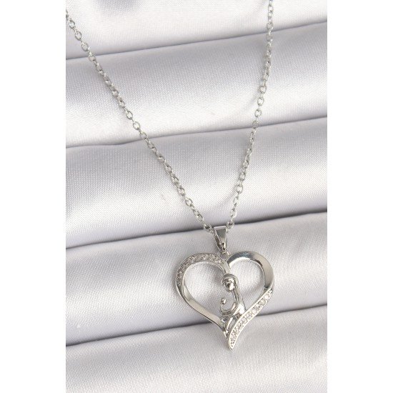 316L Çelik Gümüş Renk Zincir Zirkon Taş Detaylı Kalp Model Kadın Kolye 316L Çelik Gümüş Renk Zincir Zirkon Taş Detaylı Kalp Model Kadın Kolye