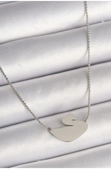 316L Çelik Gümüş Renk Zincir Kuğu Model Kadın Kolye