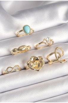 Pirinç Gold Renk Çiçek Model Model Sonsuzluk Zirkon Taş Detaylı 6'Lı Kadın Yüzük Seti Pirinç Gold Renk Çiçek Model Model Sonsuzluk Zirkon Taş Detaylı 6'Lı Kadın Yüzük Seti