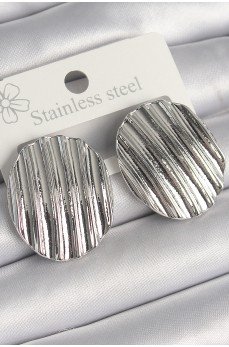 Pirinç Gümüş Renk Sallantı İşlemeli Daire Plaka Model Kadın Küpe