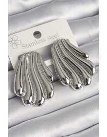 Pirinç Gümüş Renk İşlemeli İstiridye Model Kadın Küpe