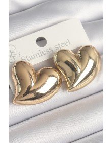 Pirinç Gold Renk Bomba Kalp Model Kadın Küpe