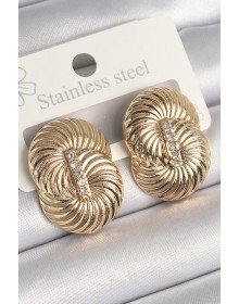 Pirinç Gold Renk Zirkon Taşlı Sarmal Model Kadın Küpe