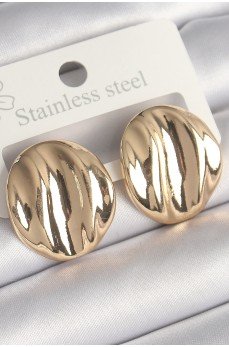 Pirinç Gold Renk İşlemeli Daire Plaka Model Kadın Küpe Pirinç Gold Renk İşlemeli Daire Plaka Model Kadın Küpe