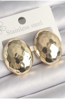 Pirinç Gold Renk İşlemeli Bombe Oval Model Kadın Küpe Pirinç Gold Renk İşlemeli Bombe Oval Model Kadın Küpe
