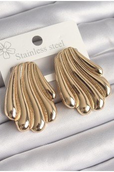 Pirinç Gold Renk İşlemeli İstirdye Model Kadın Küpe Pirinç Gold Renk İşlemeli İstirdye Model Kadın Küpe