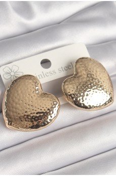 Pirinç Gold Renk İşlemeli Kalp Model Kadın Küpe Pirinç Gold Renk İşlemeli Kalp Model Kadın Küpe