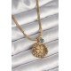 316L Çelik Gold Renk İtalyan Zincir Dorika Yonca Model Nazar Boncuk Detay Kadın Kolye