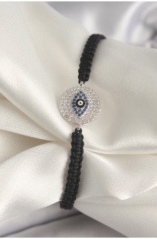 Pirinç Gümüş Renk Zirkon Taşlı Göz İşlemeli Figür Asansörlü Makrome Model Kadın Bileklik Pirinç Gümüş Renk Zirkon Taşlı Göz İşlemeli Figür Asansörlü Makrome Model Kadın Bileklik