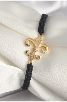 Pirinç Gold Renk Zirkon Taşlı Zambak Figür Asansörlü Makrome Model Kadın Bileklik Pirinç Gold Renk Zirkon Taşlı Zambak Figür Asansörlü Makrome Model Kadın Bileklik