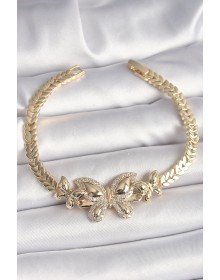 Pirinç Gold Renk Zirkon Taşlı Kelebek Model Kadın Bileklik