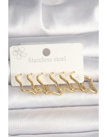 316L Çelik Gold Renk Yıldız Model Kadın Küpe Seti