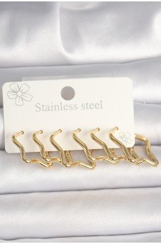 316L Çelik Gold Renk Yıldız Model Kadın Küpe Seti