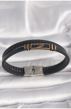 316L Çelik Gold Renk Kanat Aksesuarlı Siyah Burgu Model Deri Kordon Erkek Bileklik 316L Çelik Gold Renk Kanat Aksesuarlı Siyah Burgu Model Deri Kordon Erkek Bileklik
