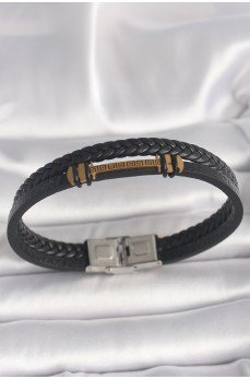 316L Çelik Gold Renk ZikZak İşlemeli Aksesuarlı Çift Sıra Burgu Desenli Deri Kordon Erkek Bileklik 316L Çelik Gold Renk ZikZak İşlemeli Aksesuarlı Çift Sıra Burgu Desenli Deri Kordon Erkek Bileklik