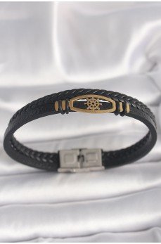316L Çelik Gold Renk Gemi Dümen Figür Siyah Renk Çift Sıra Burgu Desenli Deri Kordon Erkek Bileklik 316L Çelik Gold Renk Gemi Dümen Figür Siyah Renk Çift Sıra Burgu Desenli Deri Kordon Erkek Bileklik
