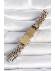 316L Çelik Gold Gümüş Renk Kalın Zincir Künye Model Erkek Bileklik