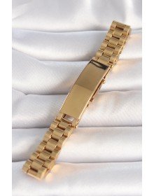 316L Çelik Gold Renk Zincir Künye Model Erkek Bileklik