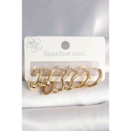 316L Çelik Gold Renk Yıldız Halka Model Kadın Küpe Seti 316L Çelik Gold Renk Yıldız Halka Model Kadın Küpe Seti