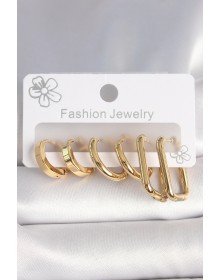 316L Çelik Gold Renk Kare Halka Model Kadın Küpe Seti