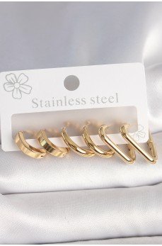 316L Çelik Gold Renk Üçgen Halka Model Kadın Küpe Seti