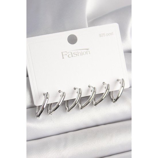 925 Ayar Gümüş Çivi Pirinç Gümüş Renk Üçgen Model Kadın Küpe Seti 925 Ayar Gümüş Çivi Pirinç Gümüş Renk Üçgen Model Kadın Küpe Seti