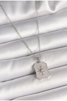 316L Çelik Gümüş Renk Zincir Zirkon Taşlı Kutup Yıldız İşlemeli Madalyon Model Kadın Kolye