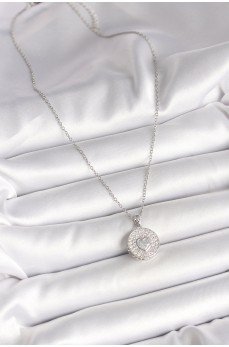 316L Çelik Gümüş Renk Zincir Zirkon Taşlı Kalp İşlemeli Madalyon Model Kadın Kolye