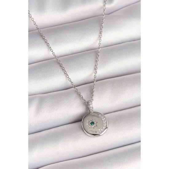 316L Çelik Gümüş Renk Zincir Madalyon Zirkon Taşlı İşlemeli Hilal Yıldız Model Kadın Kolye 316L Çelik Gümüş Renk Zincir Madalyon Zirkon Taşlı İşlemeli Hilal Yıldız Model Kadın Kolye