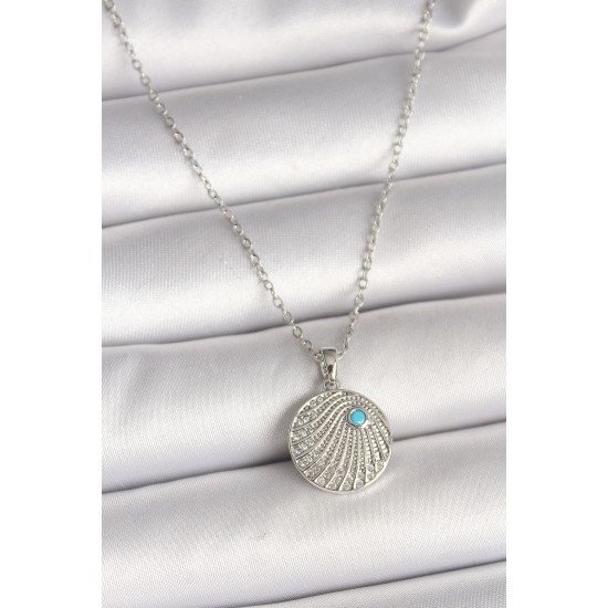 316L Çelik Gümüş Renk Zincir Zirkon Taşlı Mavi Taş Detaylı Madalyon Model Kadın Kolye 316L Çelik Gümüş Renk Zincir Zirkon Taşlı Mavi Taş Detaylı Madalyon Model Kadın Kolye