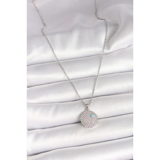 316L Çelik Gümüş Renk Zincir Zirkon Taşlı Mavi Taş Detaylı Madalyon Model Kadın Kolye 316L Çelik Gümüş Renk Zincir Zirkon Taşlı Mavi Taş Detaylı Madalyon Model Kadın Kolye