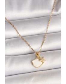 316L Çelik Gold Renk Zincir Sallantı Beyaz Mineli Deniz Kabuğu Zirkon Taşlı Deniz Yıldızı Figür Kadın Kolye