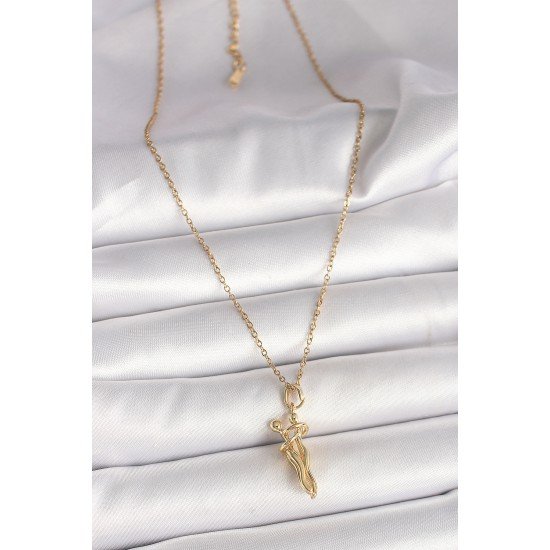 316L Çelik Gold Renk Zincir Sarılma Model Kadın Kolye