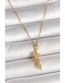 316L Çelik Gold Renk Zincir Sarılma Model Kadın Kolye