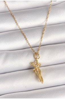 316L Çelik Gold Renk Zincir Sarılma Model Kadın Kolye