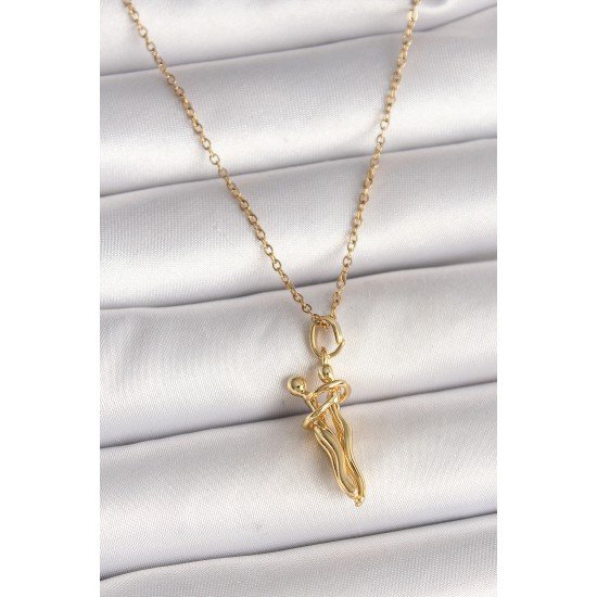 316L Çelik Gold Renk Zincir Sarılma Model Kadın Kolye