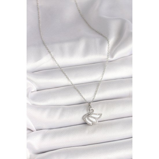 316L Çelik Gümüş Renk Zincir Zirkon Taşlı Kuğu Model Kadın Kolye 316L Çelik Gümüş Renk Zincir Zirkon Taşlı Kuğu Model Kadın Kolye