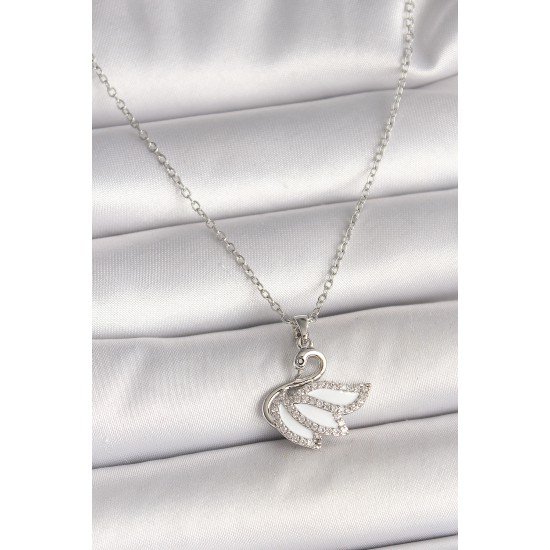 316L Çelik Gümüş Renk Zincir Zirkon Taşlı Kuğu Model Kadın Kolye 316L Çelik Gümüş Renk Zincir Zirkon Taşlı Kuğu Model Kadın Kolye