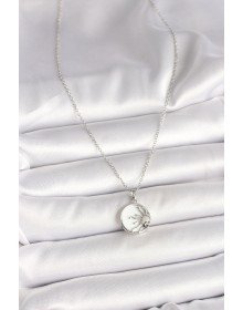 316L Çelik Gümüş Renk Zincir Beyaz Mineli Gün Batımı Model Kadın Kolye