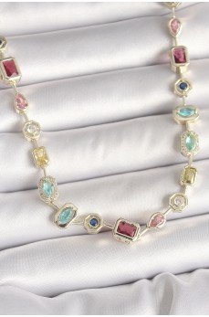 Pirinç Gold Renk Zirkon Taşlı VIP Seri Kadın Kolye