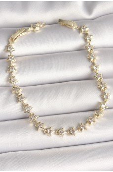 Pirinç Gold Renk Zirkon Taşlı Yıldız Model VIP Seri Kadın Bileklik Pirinç Gold Renk Zirkon Taşlı Yıldız Model VIP Seri Kadın Bileklik