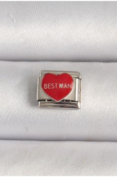 316L Çelik Gümüş Renk 'Best Man' Yazılı Kırmızı Kalp İşlemeli Nomination Charm 316L Çelik Gümüş Renk 'Best Man' Yazılı Kırmızı Kalp İşlemeli Nomination Charm